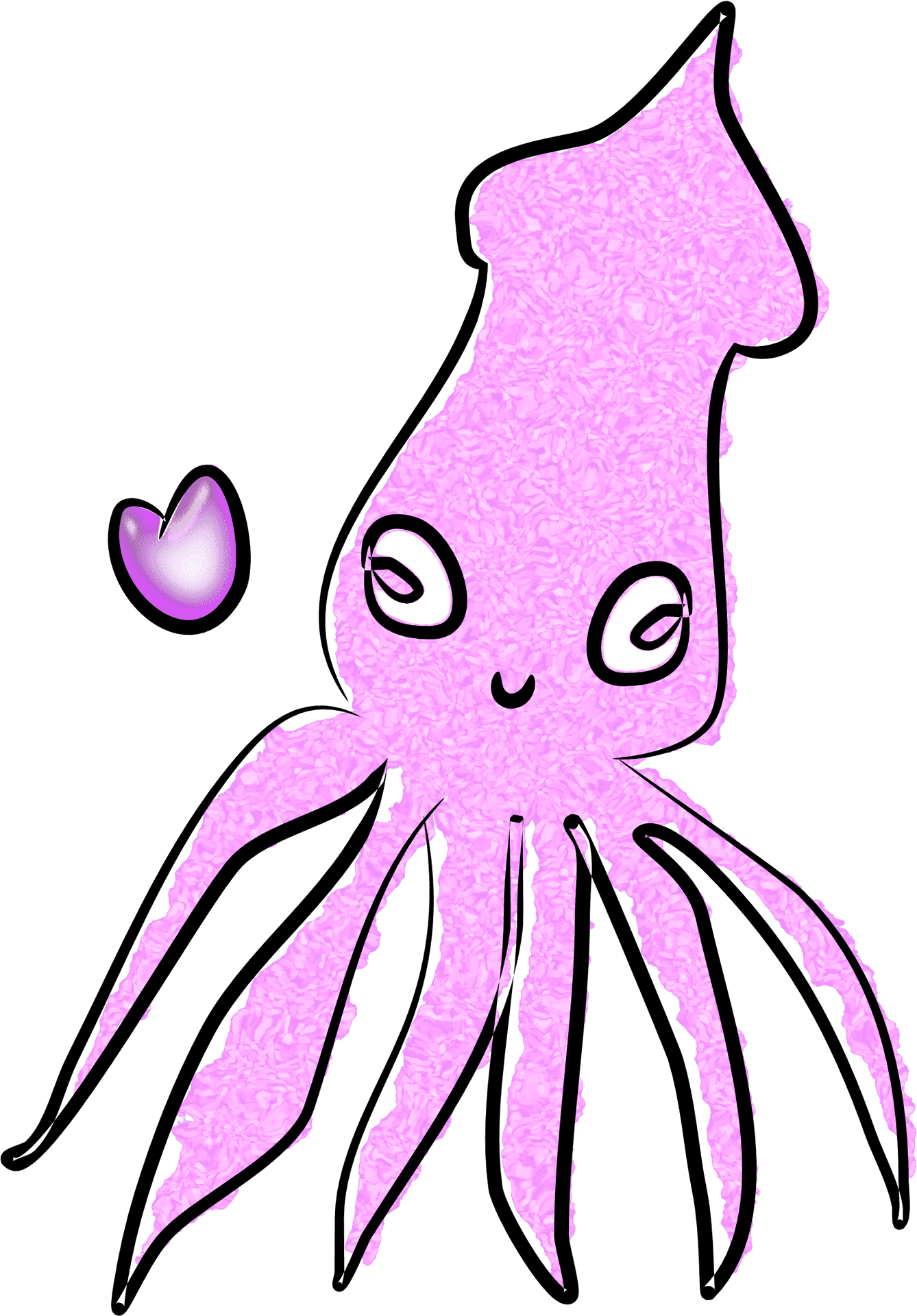 Cute Cartoon Squid Illustration PNG image