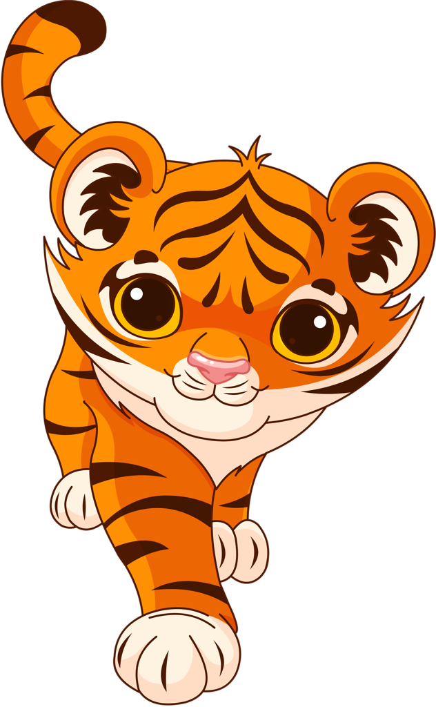 Cute Cartoon Tiger Walking PNG image