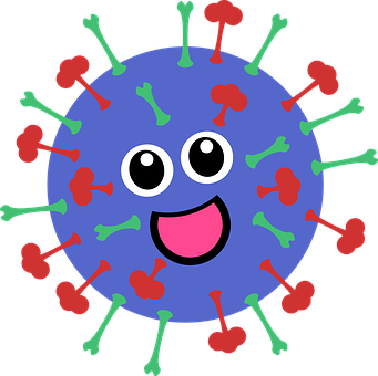 Cute Cartoon Virus Character PNG image