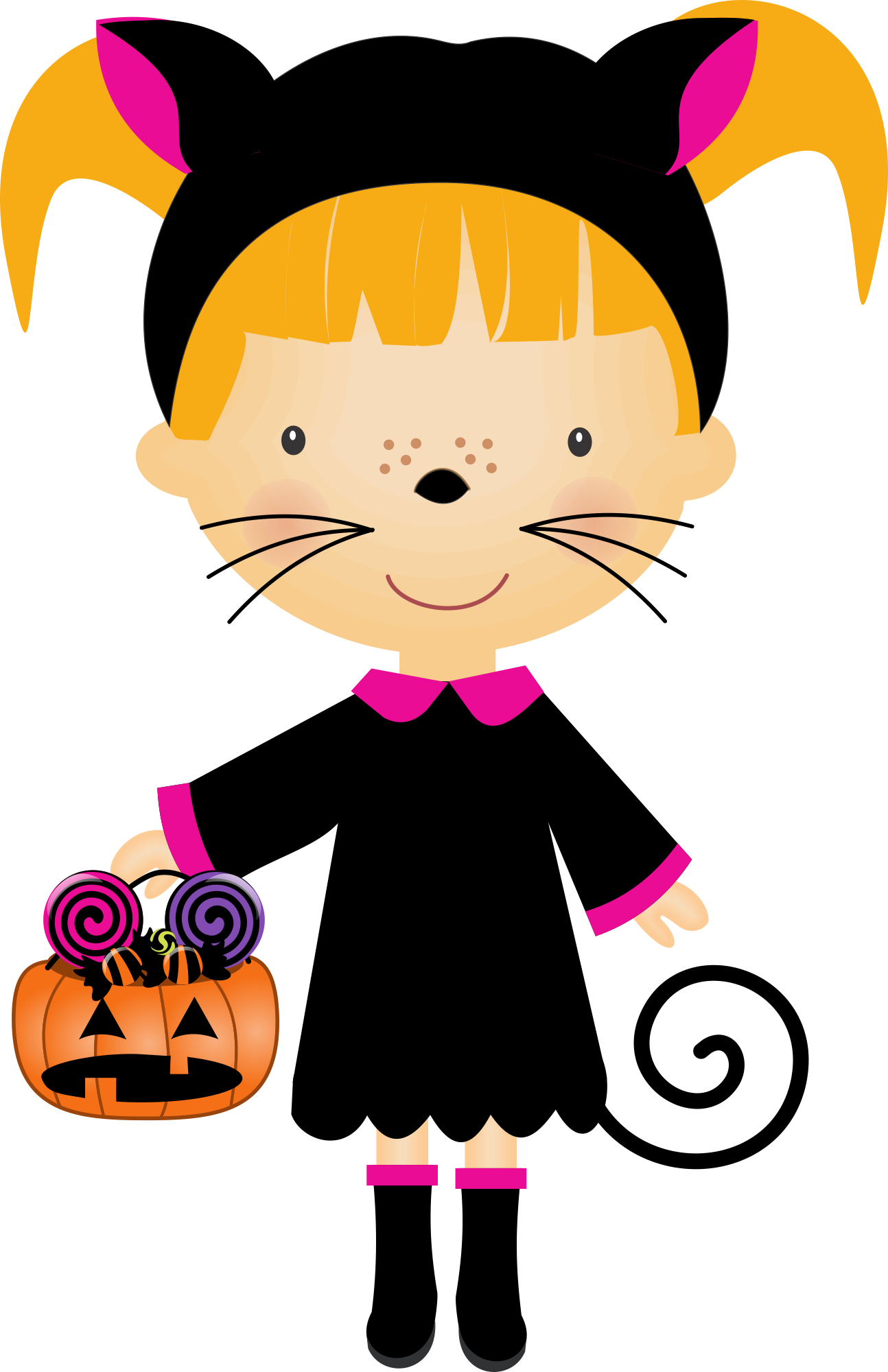 Cute Cat Costume Girl Halloween.png PNG image