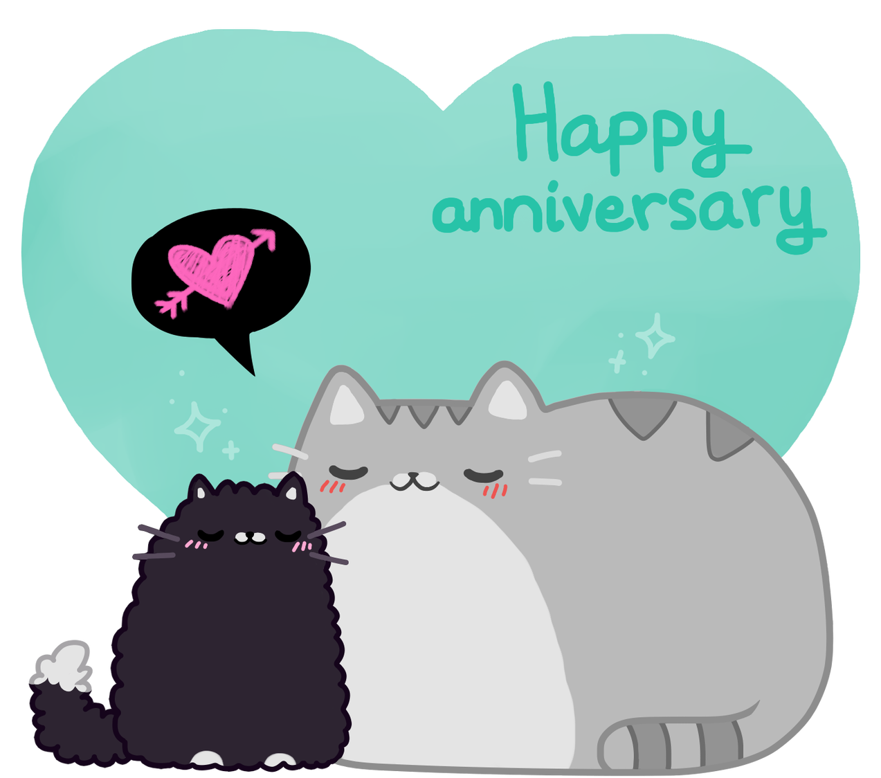 Cute Cats Happy Anniversary PNG image