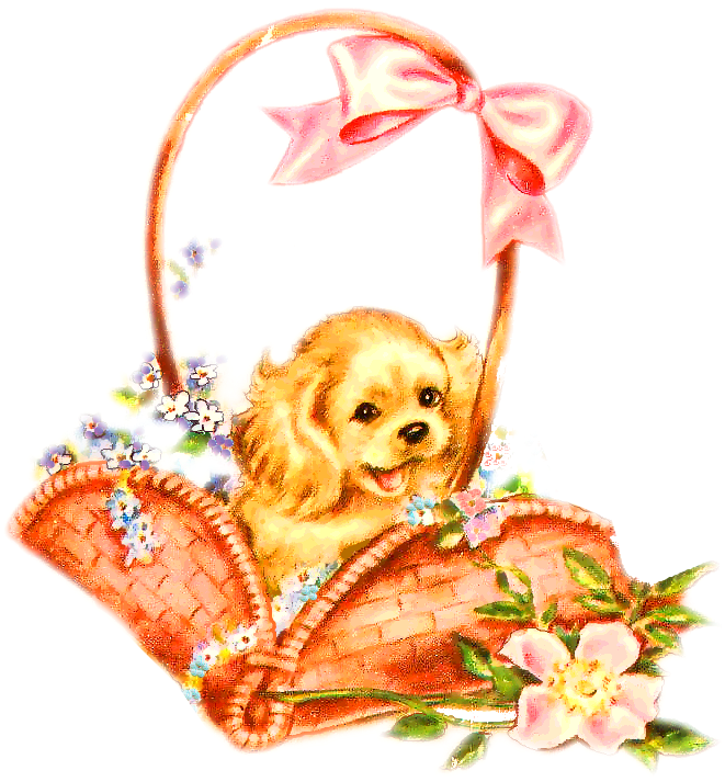 Cute Dogin Wicker Basket PNG image