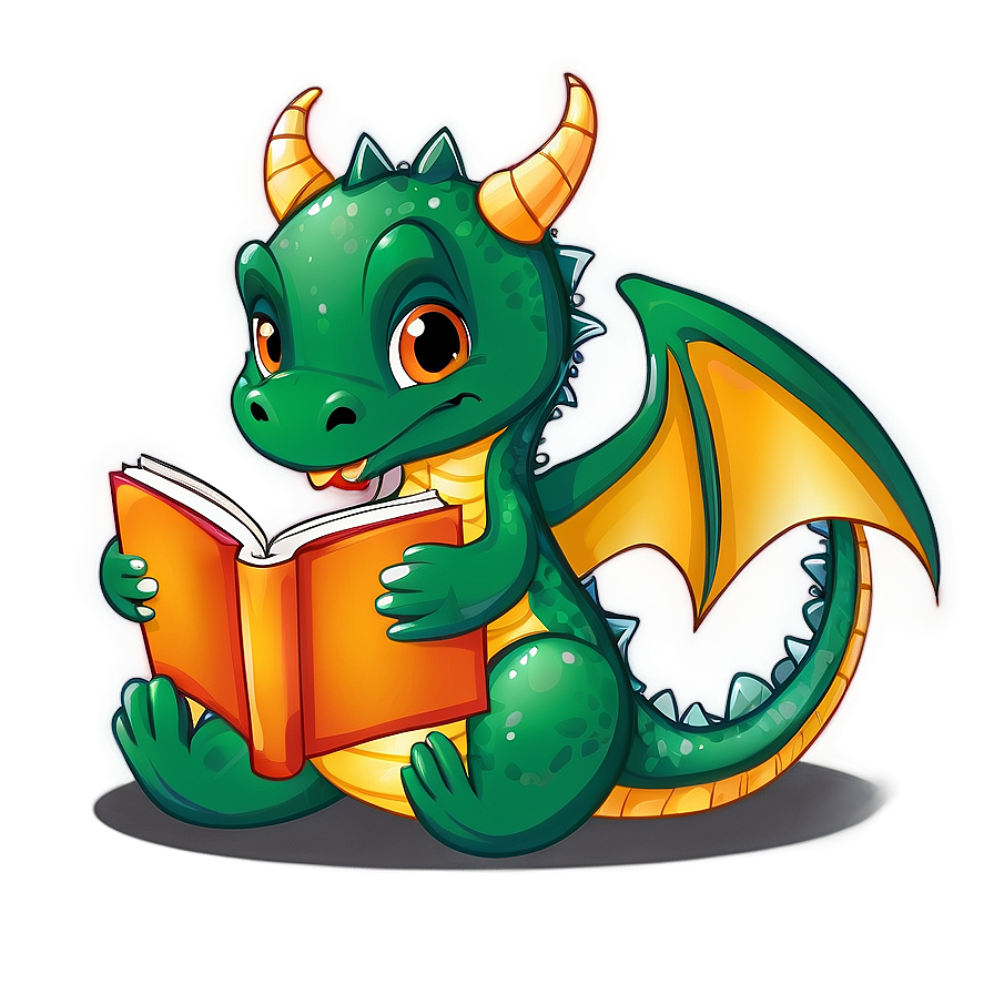 Cute Dragon With Book Png 48 PNG image