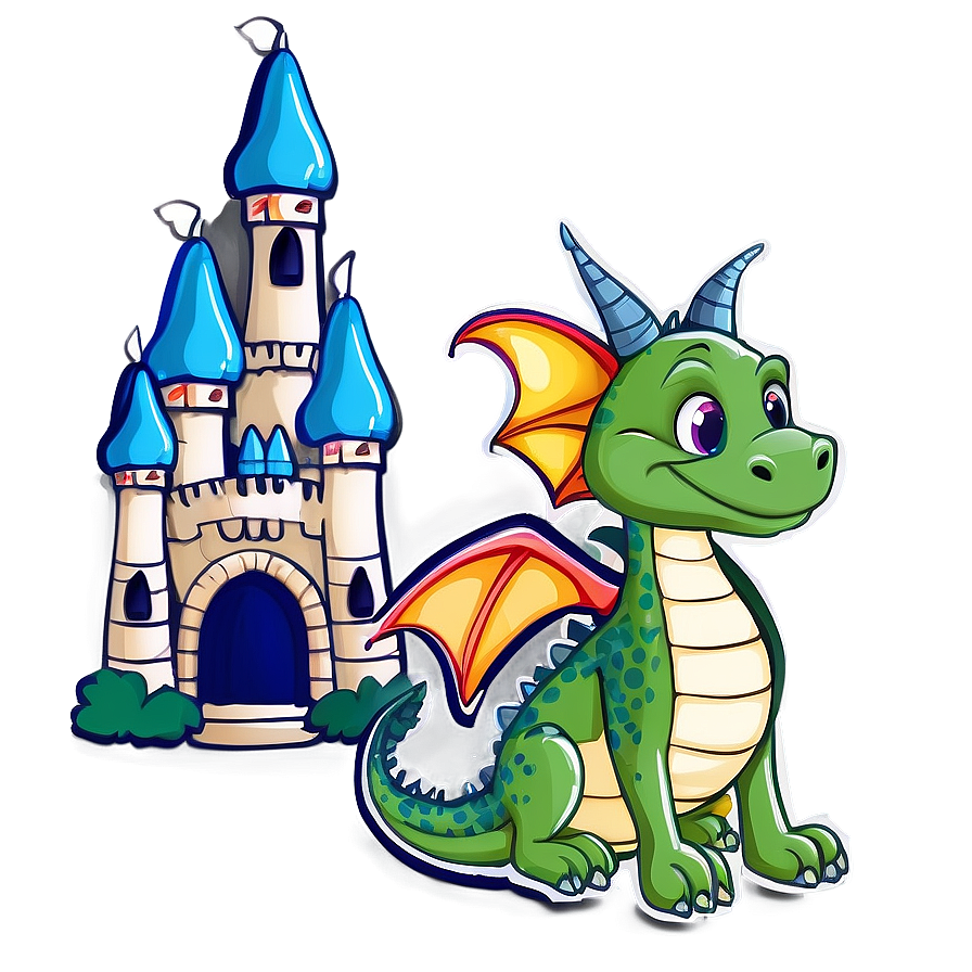 Cute Dragon With Castle Png 52 PNG image