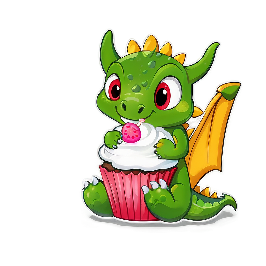 Cute Dragon With Cupcake Png 75 PNG image