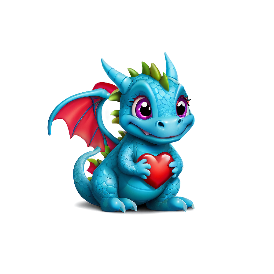 Cute Dragon With Heart Png Due PNG image