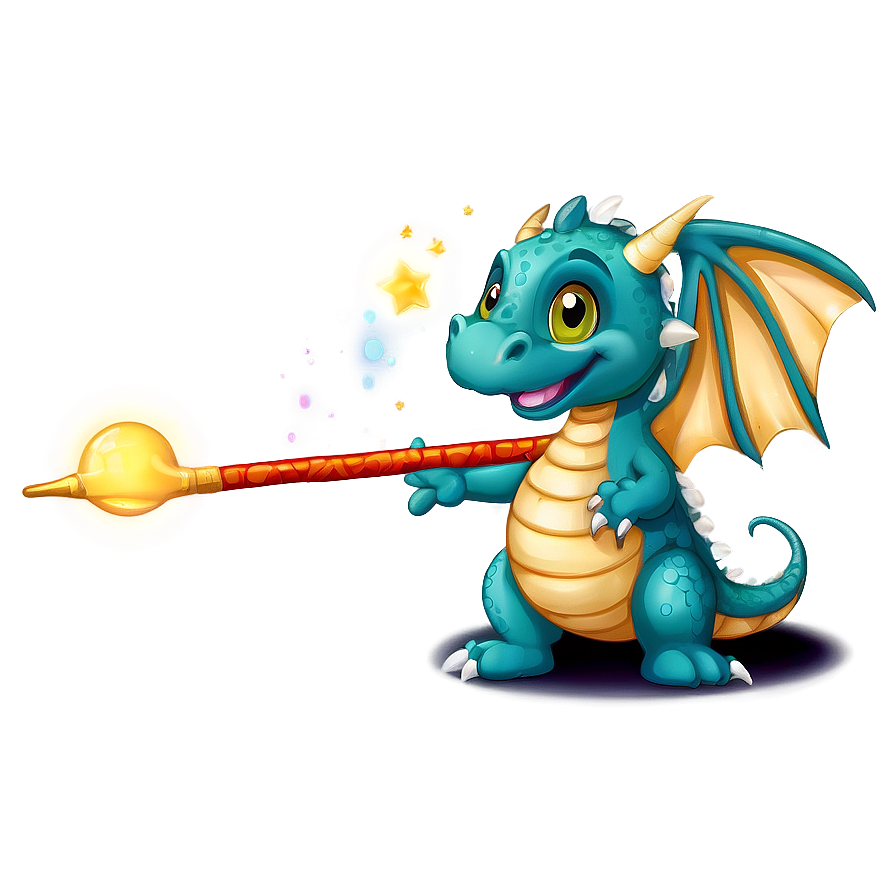 Cute Dragon With Magic Wand Png 06262024 PNG image