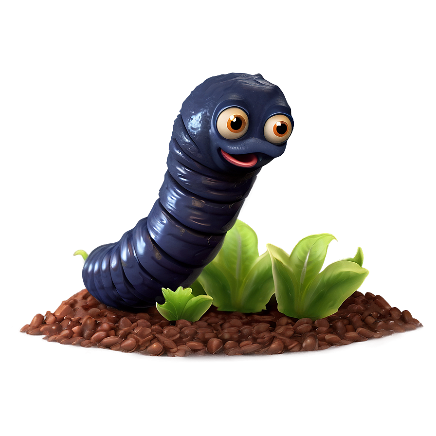 Cute Earthworm Character Png Pde PNG image