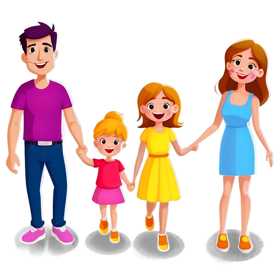 Cute Family Cartoon Illustration Png Iqm16 PNG image