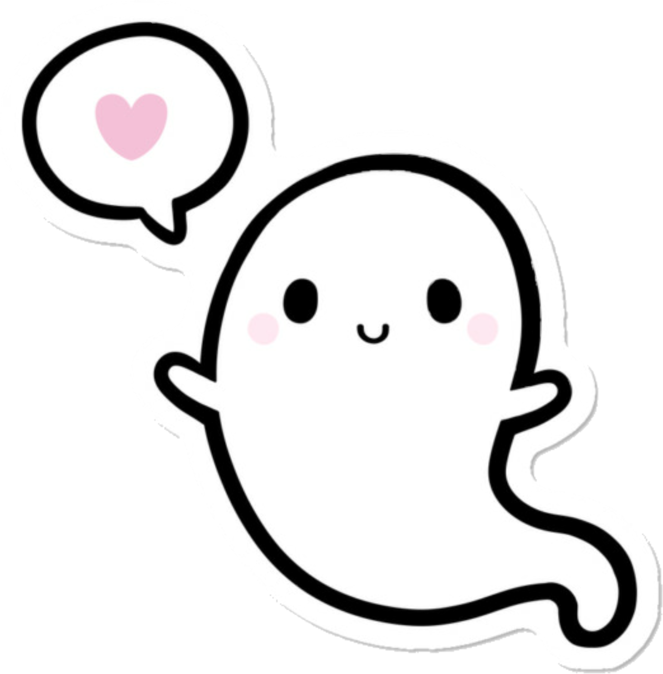 Cute Ghost With Heart Bubble Sticker PNG image