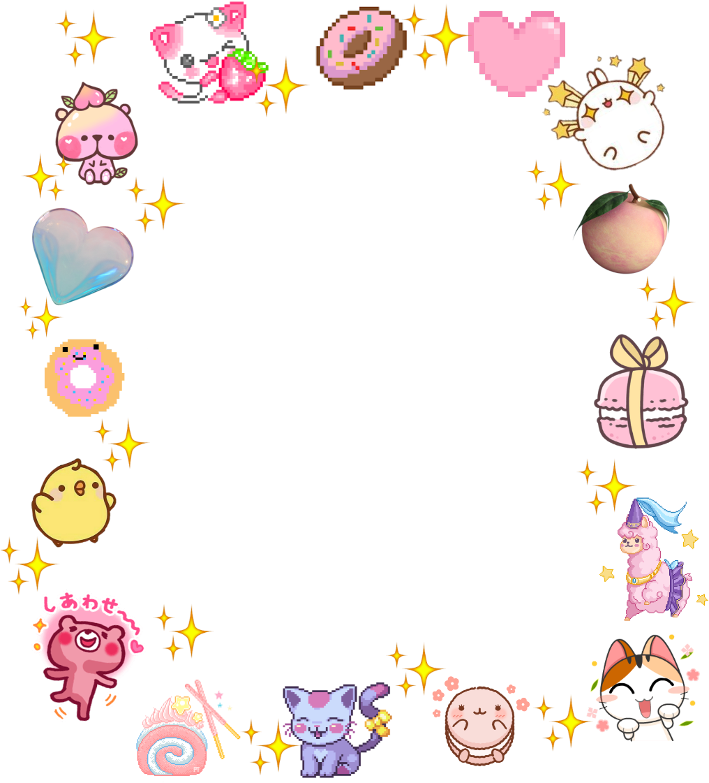 Cute Kawaii Stickers Collection PNG image