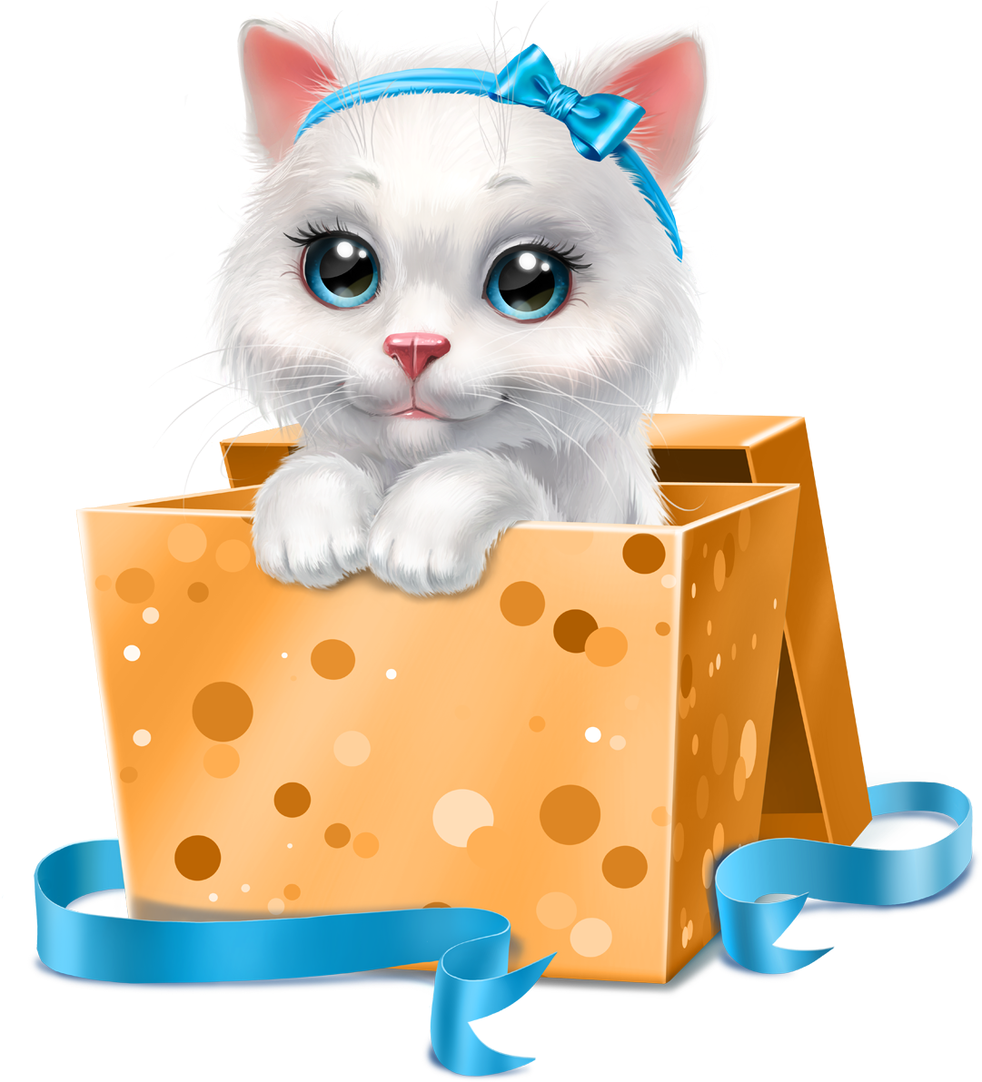 Cute Kittenin Gift Box PNG image