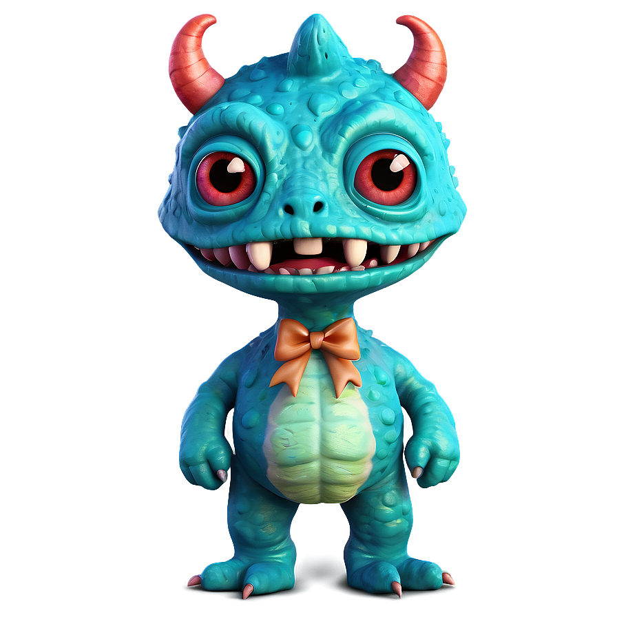 Cute Monster With Bow Png 06272024 PNG image