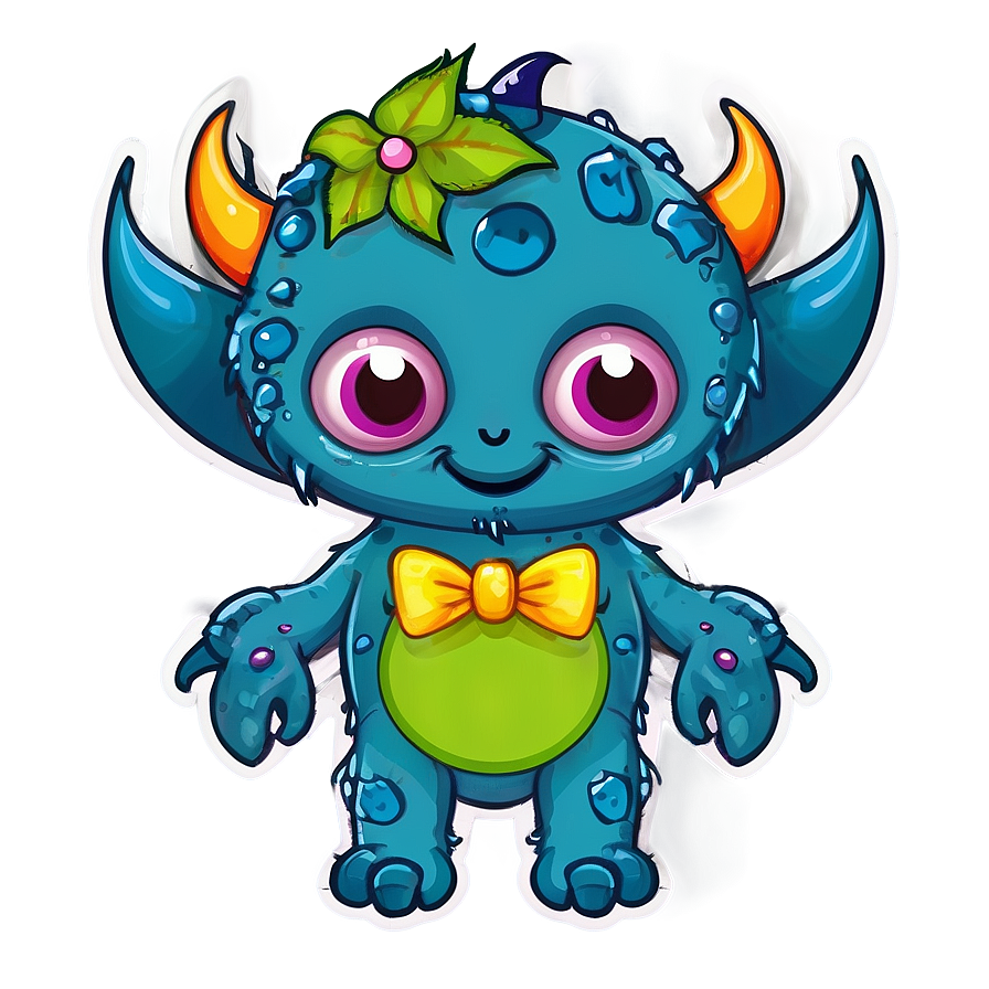 Cute Monster With Bow Png 06272024 PNG image