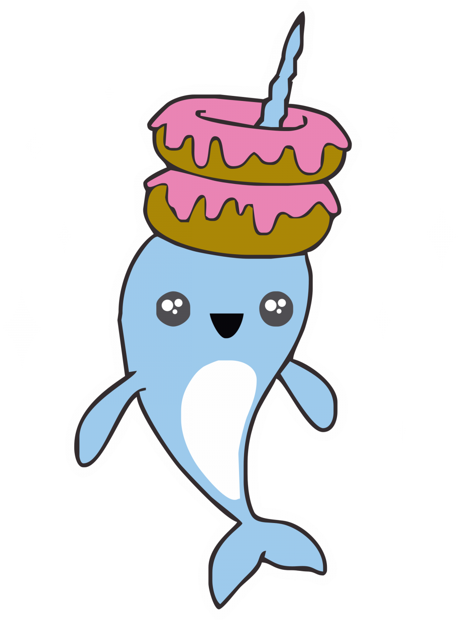 Cute Narwhalwith Donuts PNG image