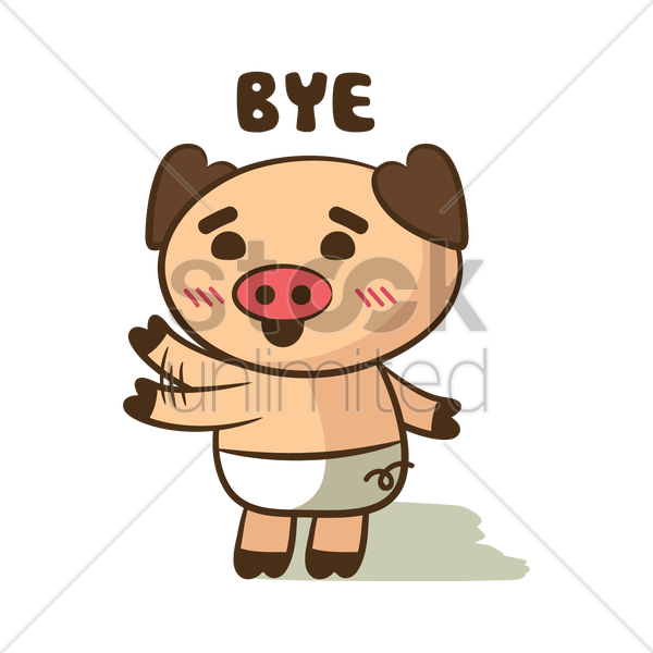 Cute Piglet Saying Bye PNG image