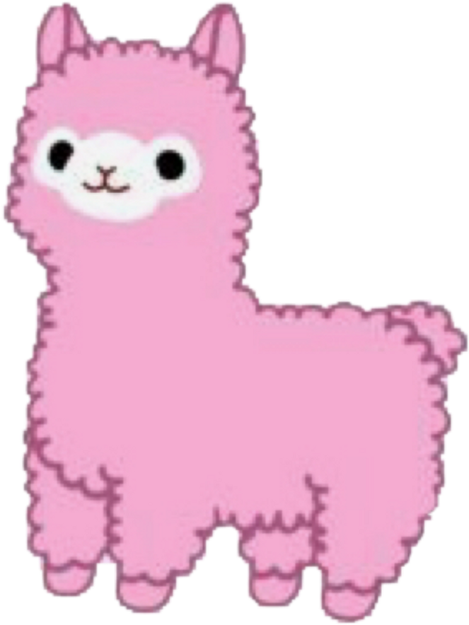 Cute Pink Alpaca Cartoon PNG image
