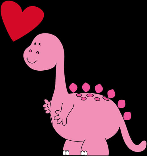 Cute Pink Dinosaur Love PNG image