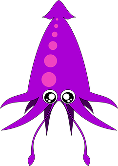 Cute Purple Squid Illustration PNG image