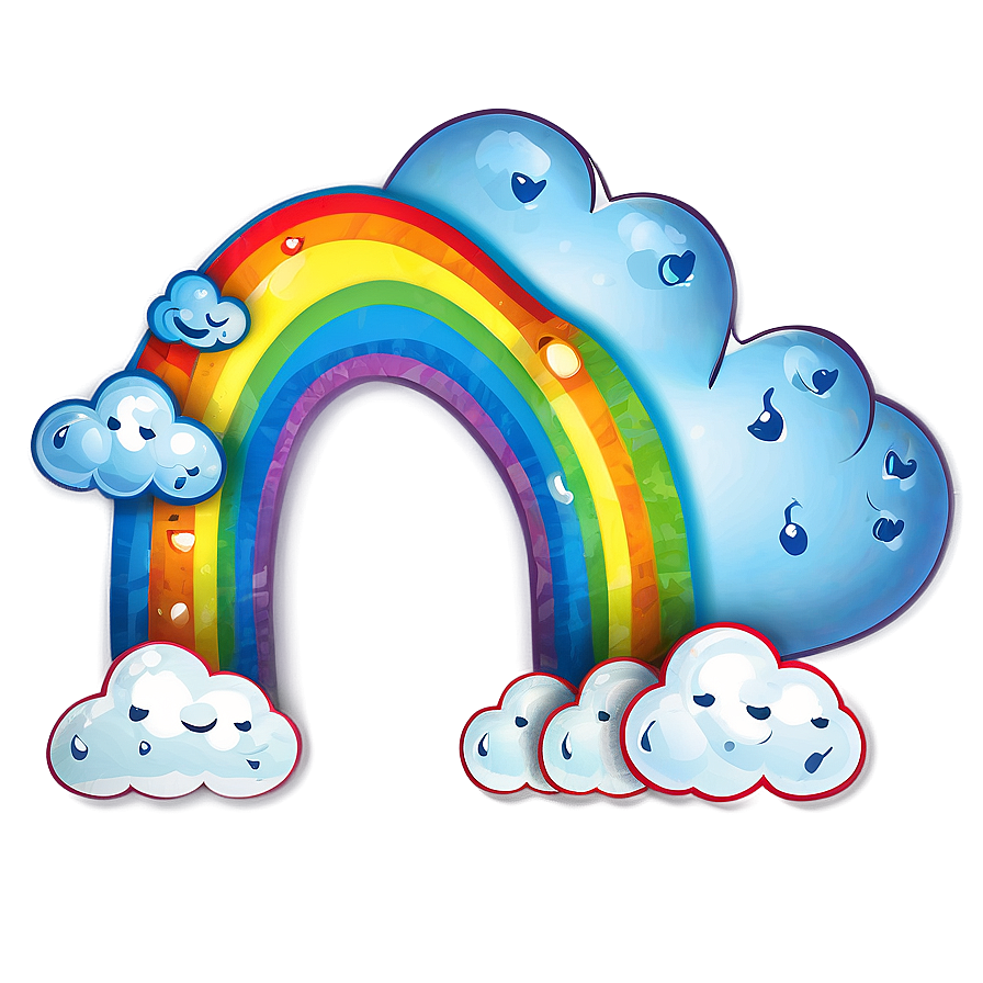 Cute Rainbow With Clouds Clipart Png 06282024 PNG image