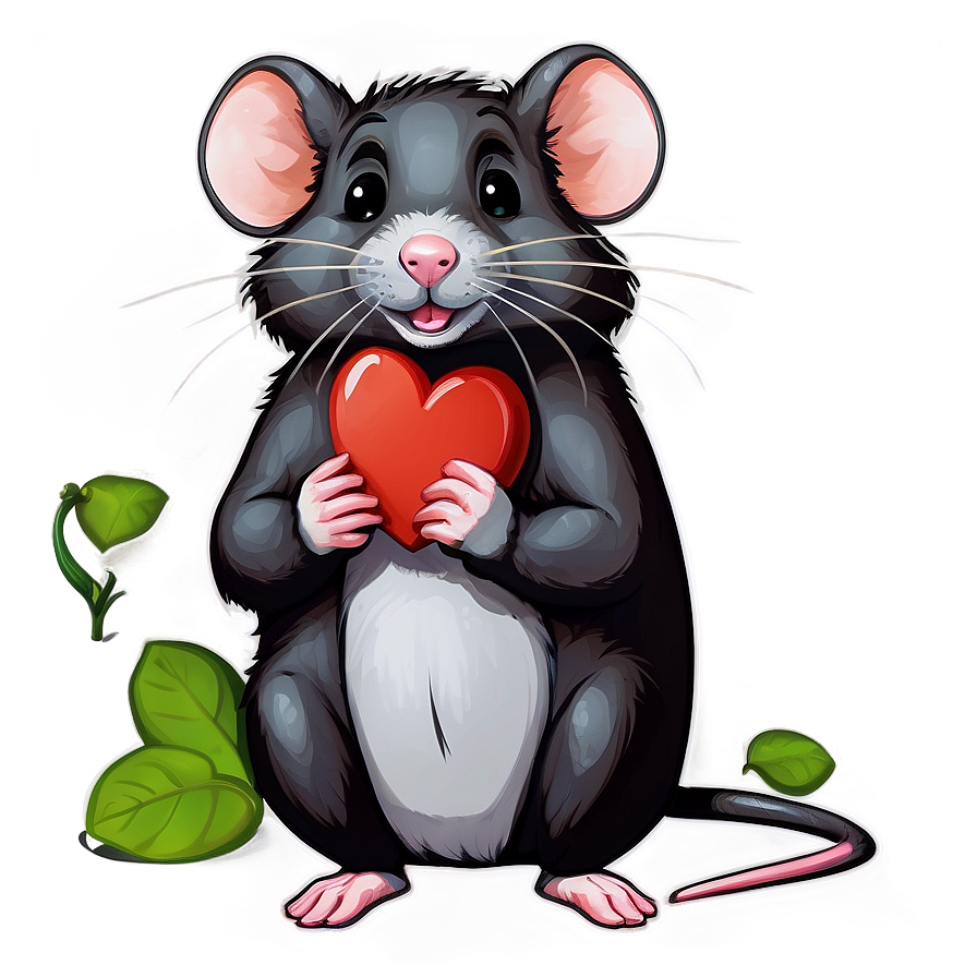 Cute Rat With Heart Png Urc PNG image