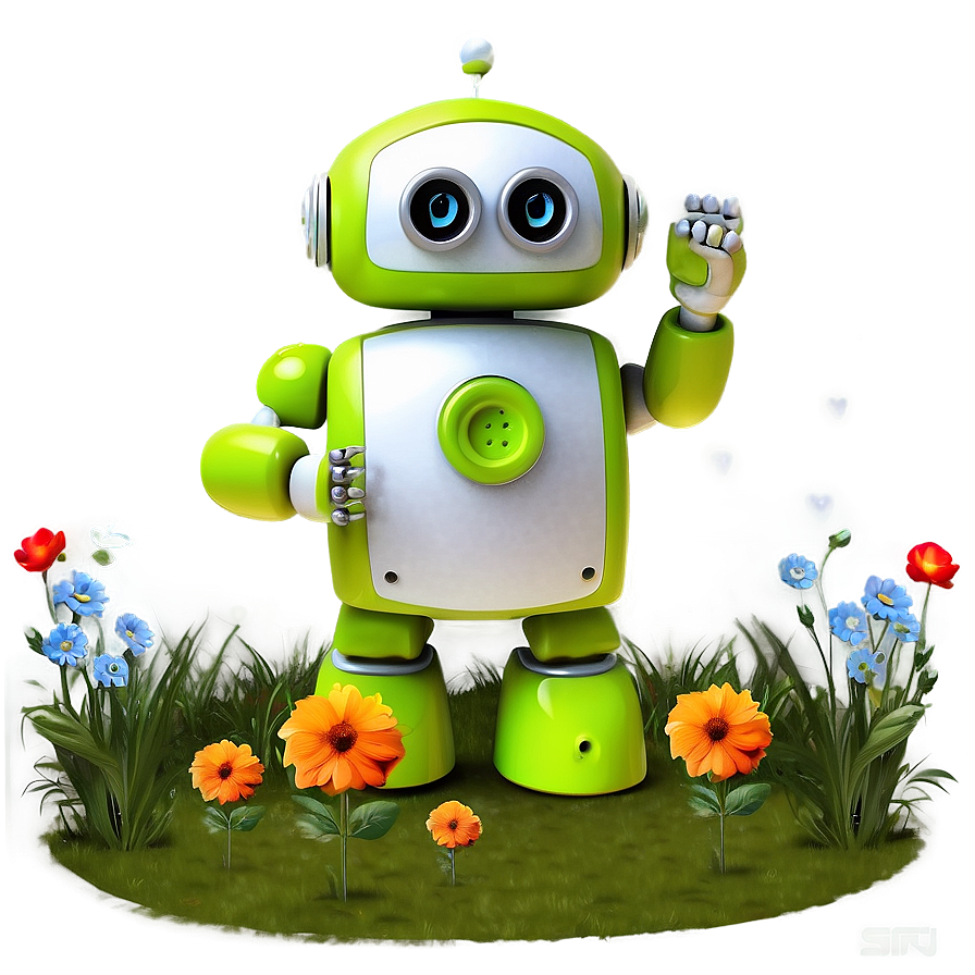 Cute Robot In Garden Png 06272024 PNG image