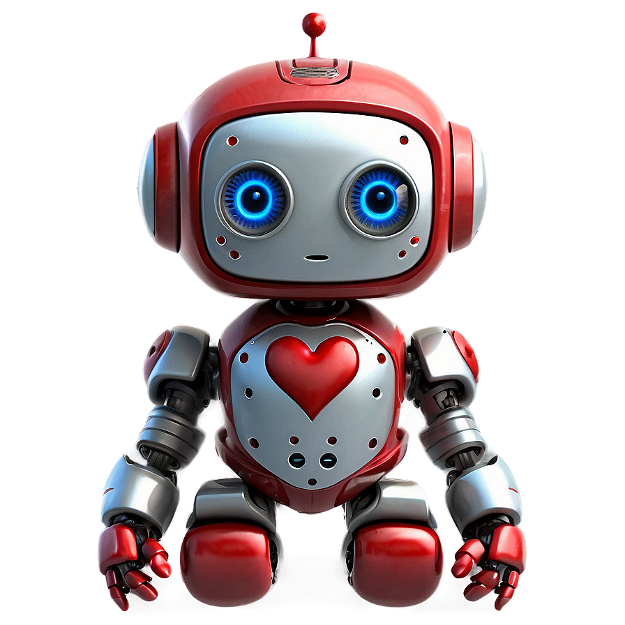 Cute Robot With Heart Png Ppv PNG image