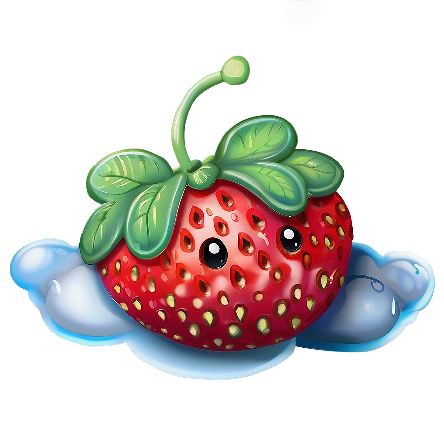 Cute Strawberry On Cloud Png Twx93 PNG image