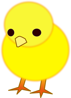 Cute Yellow Cartoon Chick PNG image