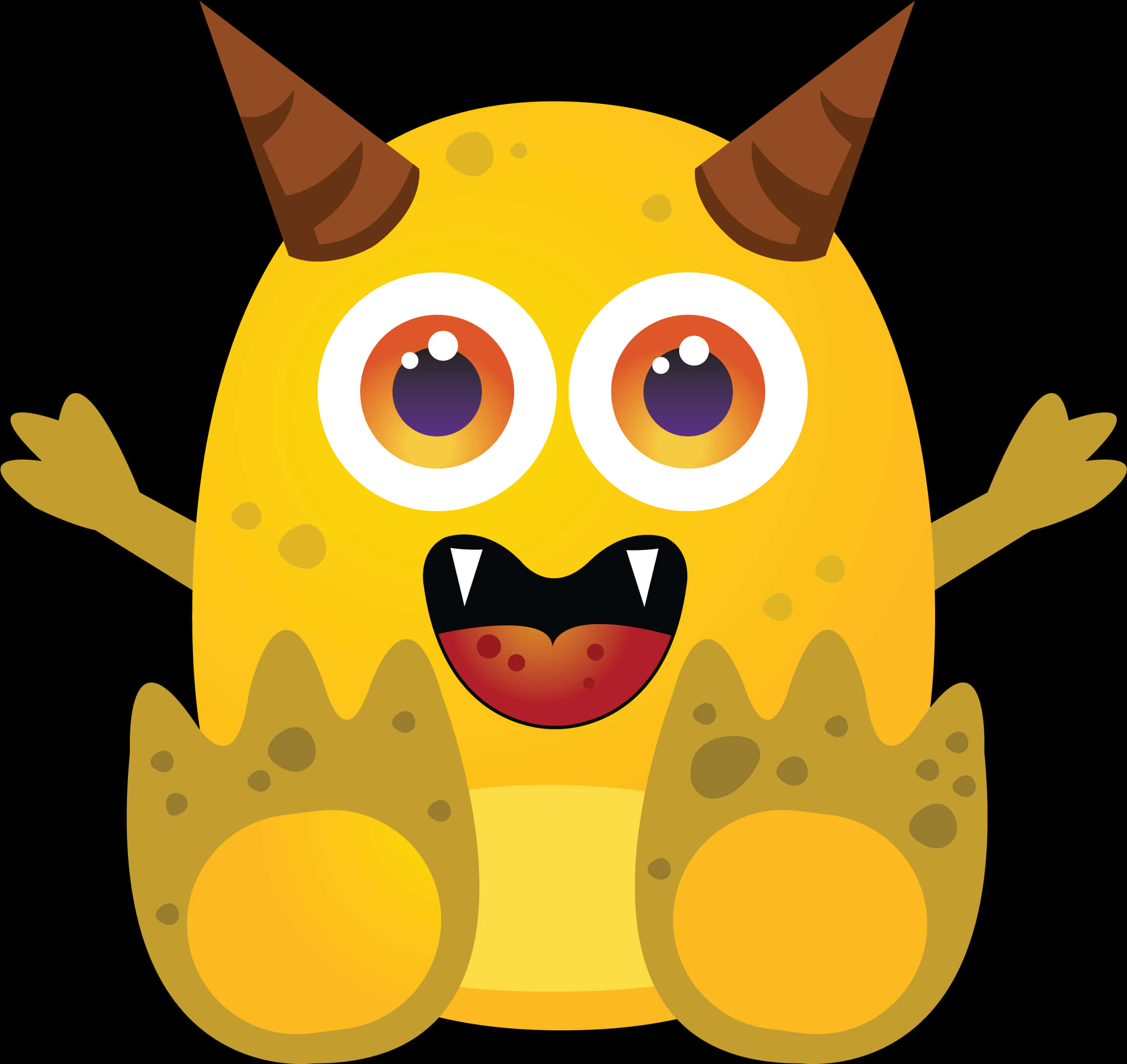 Cute Yellow Cartoon Monster PNG image