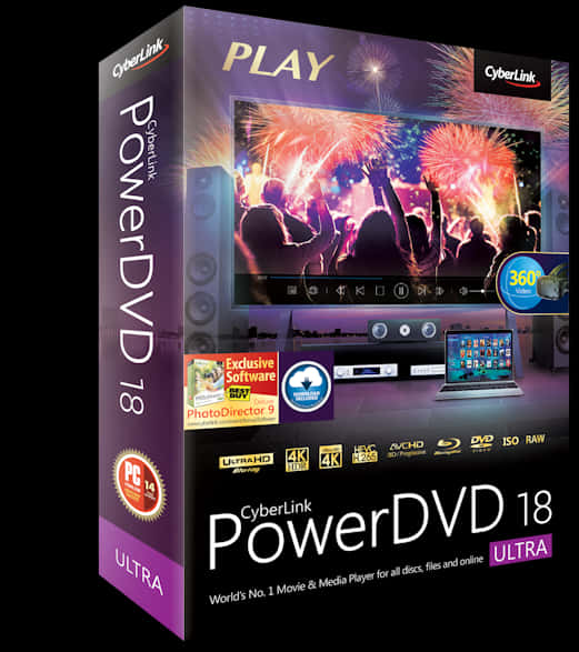 Cyber Link Power D V D18 Ultra Software Package PNG image