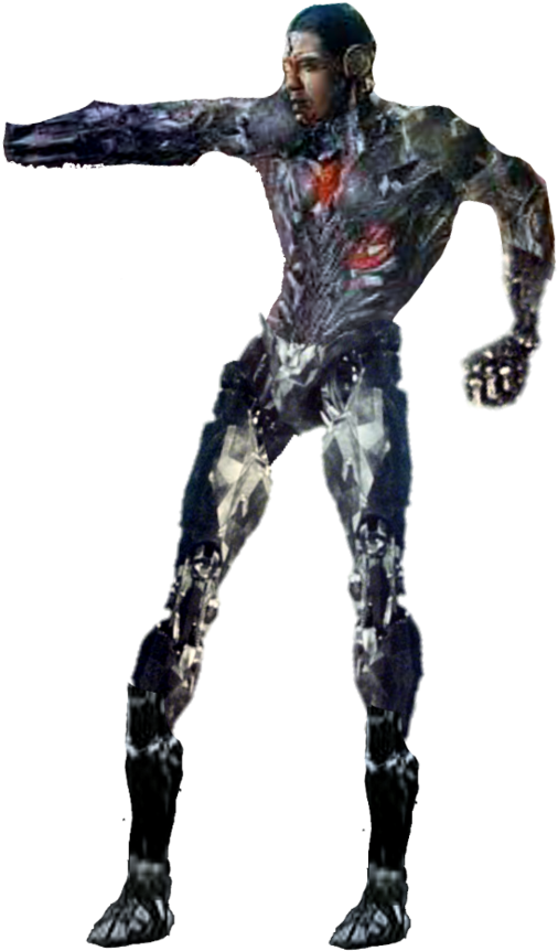 Cyborg Figure Action Pose PNG image