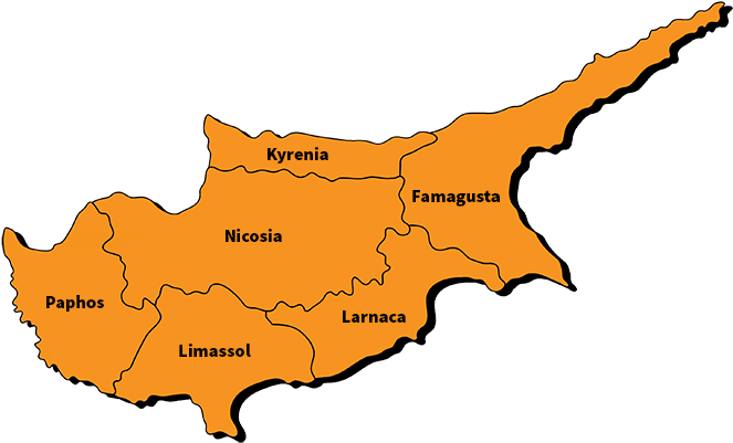 Cyprus Map Major Cities PNG image