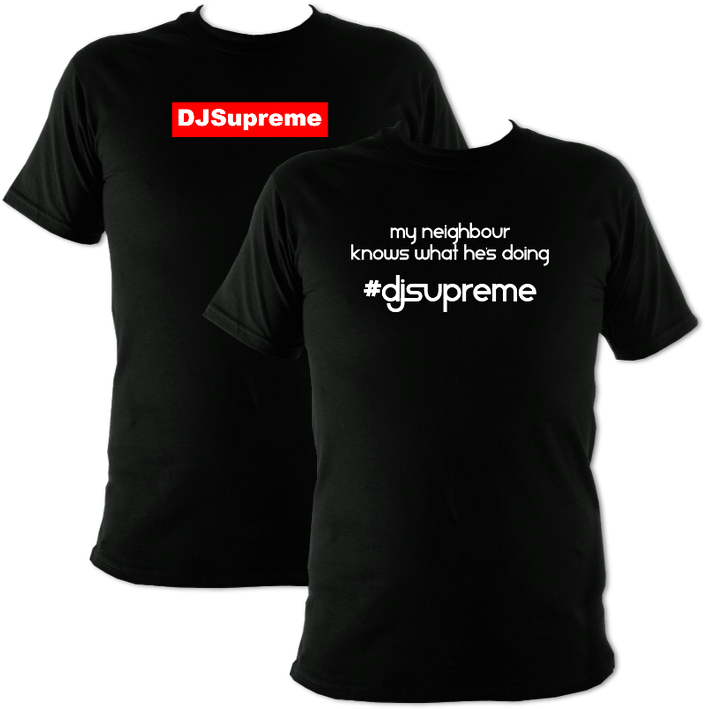 D J Supreme Branded Black T Shirts PNG image