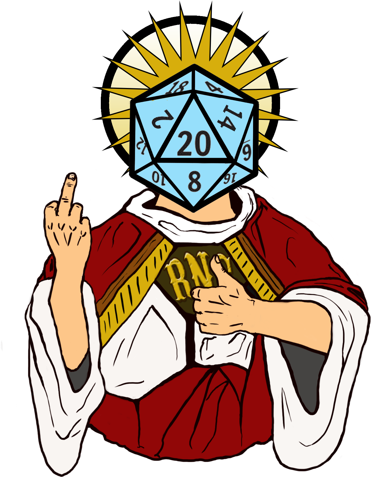 D20 Dice Head Figure Gesture PNG image