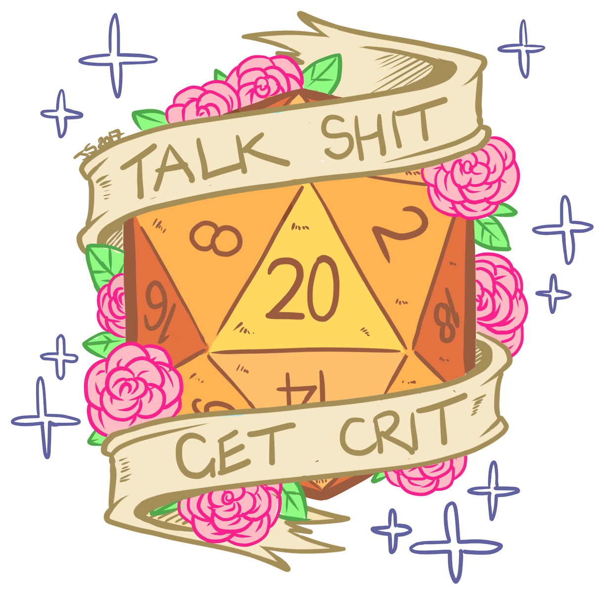 D20 Dice Talk Shit Get Crit Artwork PNG image