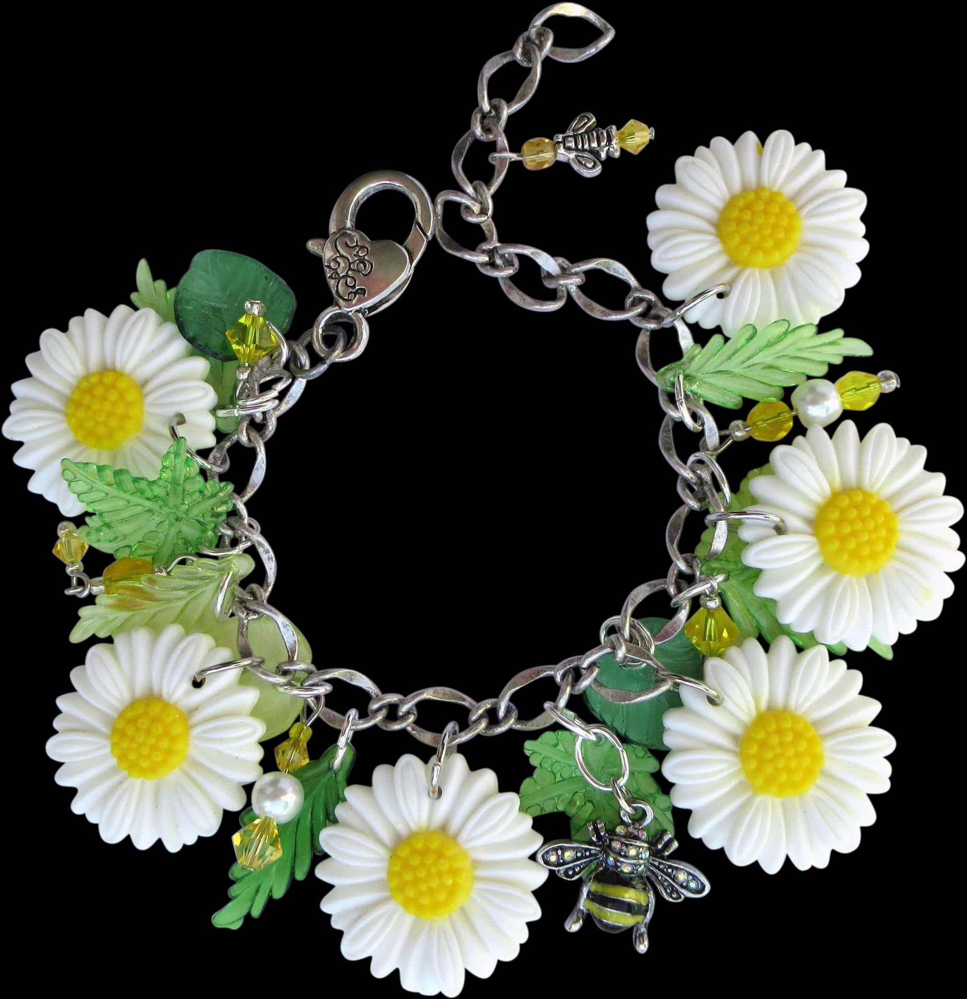 Daisy Chain Braceletwith Bee Charm PNG image