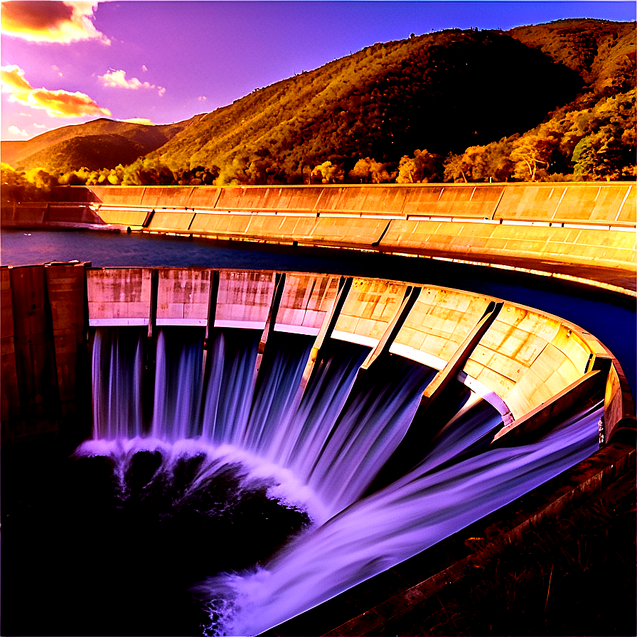 Dam At Golden Hour Sunset Png 37 PNG image