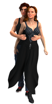 Dancing Couple3 D Render PNG image