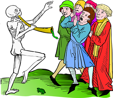 Dancing Skeleton Entertains Crowd PNG image