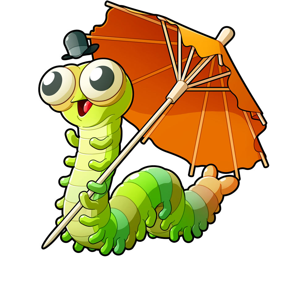 Dapper Caterpillar With Umbrella PNG image