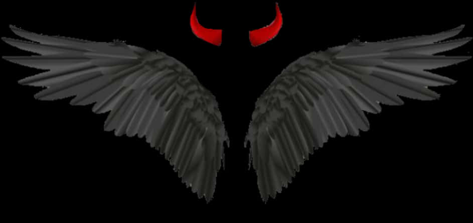 Dark_ Angel_ Wings_with_ Horns PNG image
