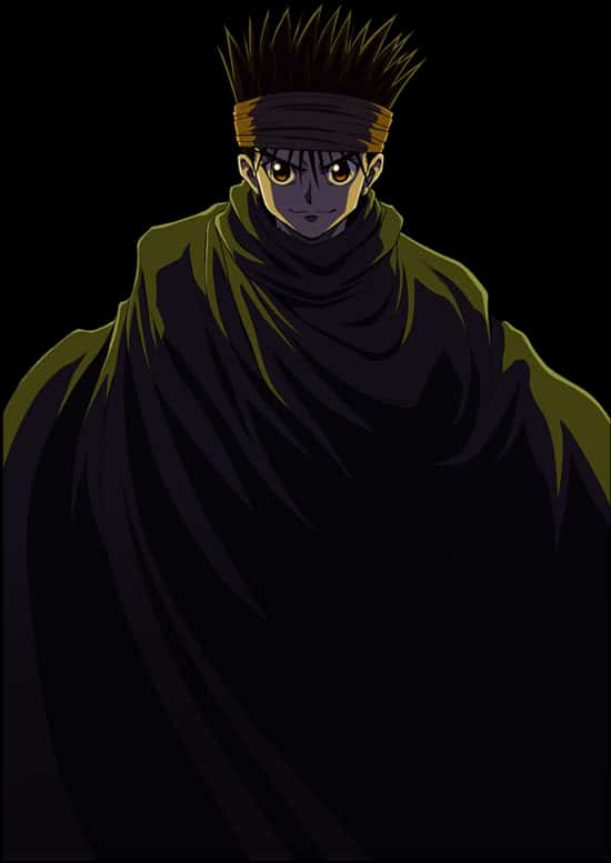 Dark Cloaked Anime Character PNG image