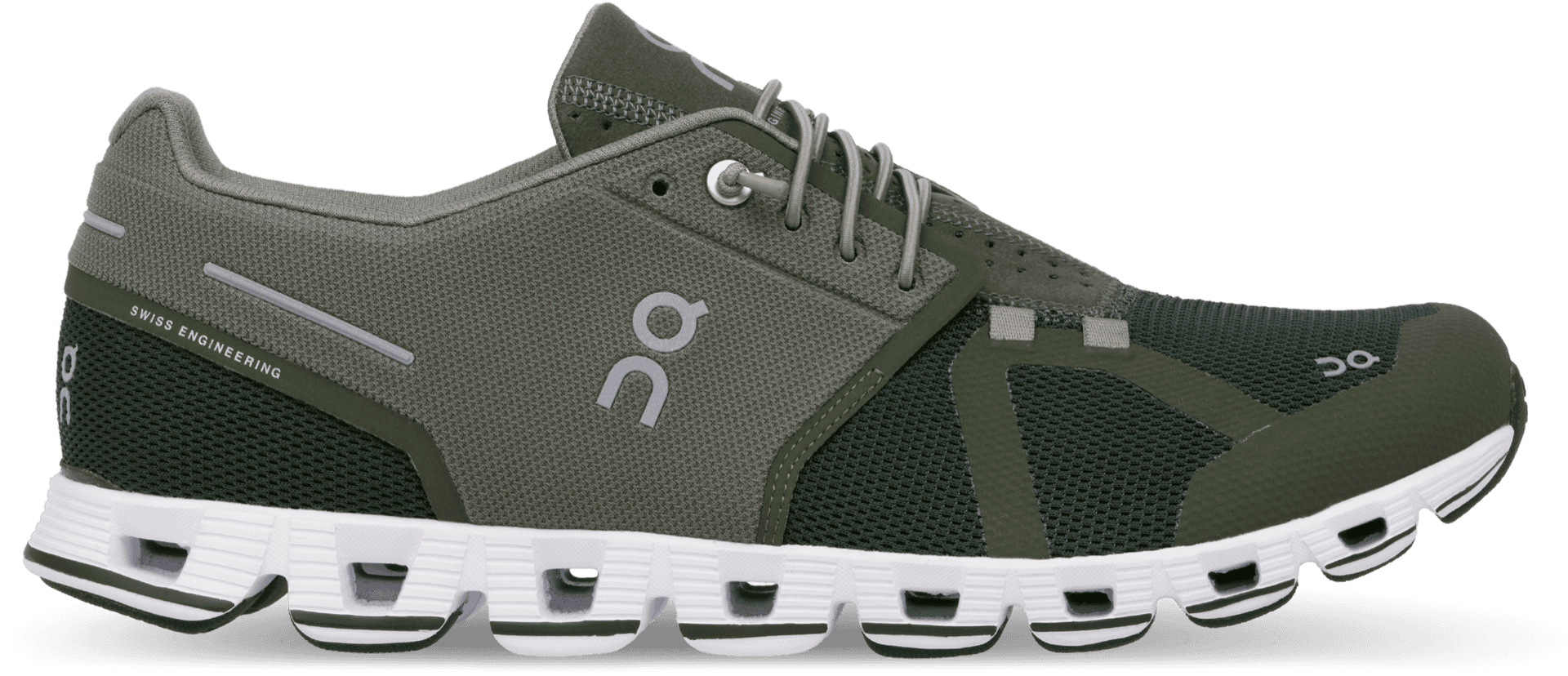 Dark Green Running Shoewith Unique Sole Design PNG image