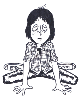 Dark Sketchof Child Sitting PNG image