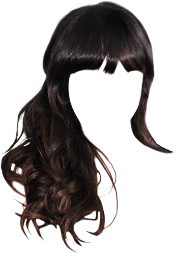 Dark Wavy Hairwith Side Swept Bangs PNG image