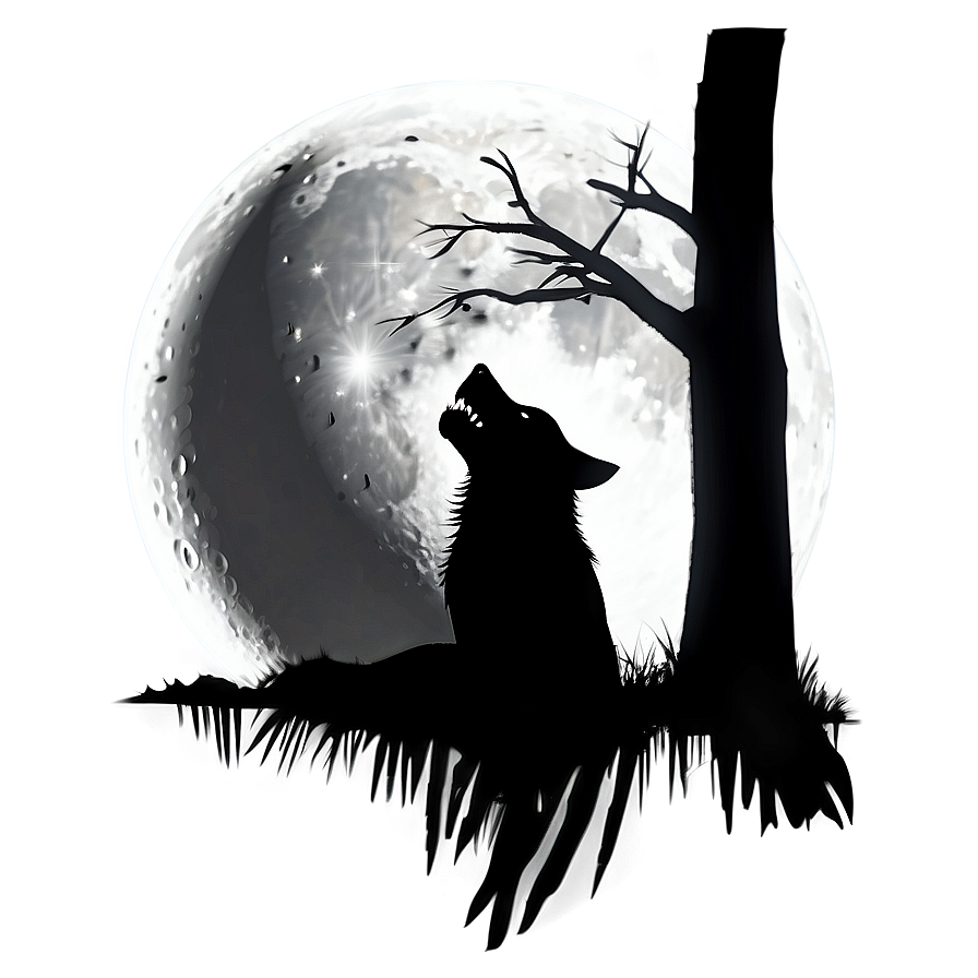 Dark Wolf Silhouette In Moon Png 70 PNG image