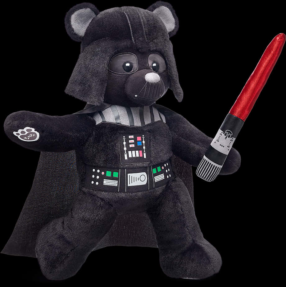 Darth Vader Themed Bear With Lightsaber PNG image