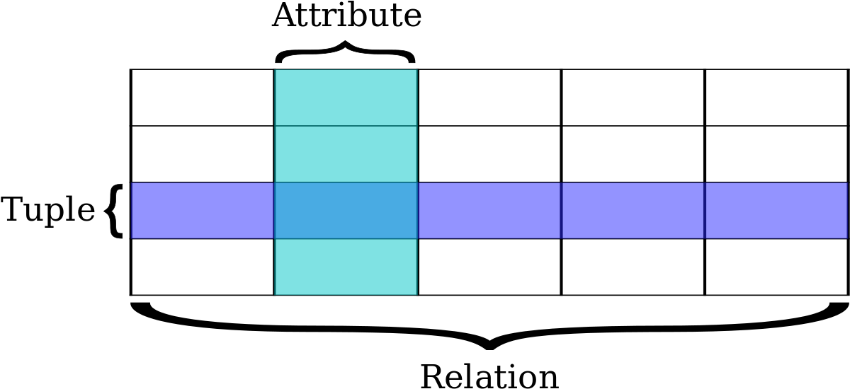 Database Relation Tuple Attribute Diagram PNG image