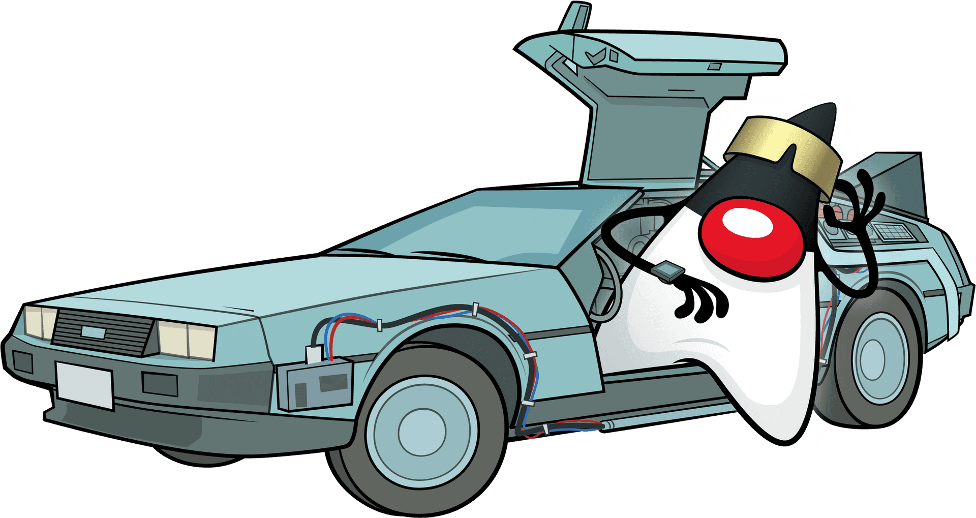 De Lorean Time Machine Cartoon PNG image